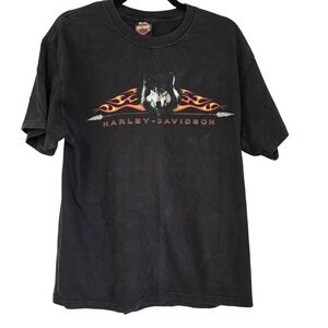 Vintage Harley-Davidson Las Vegas Wolf Flames Graphic T Shirt Mens‎ L